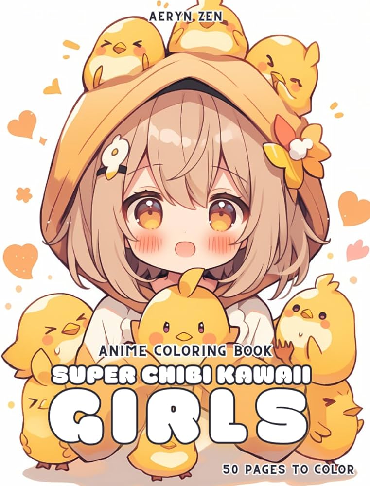 Anime Coloring Book: Super Chibi Kawaii Girls: Manga Art & Anime  Enthusiasts Stress Relief Adult Coloring