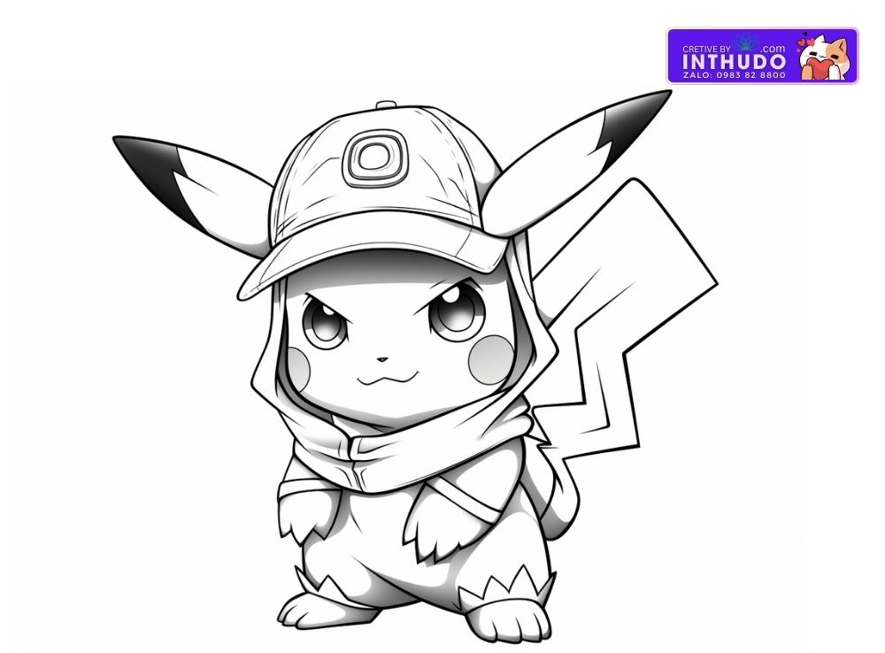 Tranh tô màu Pikachu siêu ngầu cho các bé tập vẽ